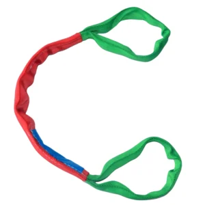 2 ton green round soft lifting sling with two eyes and protective sleeves en 1492 2 sf 7:1