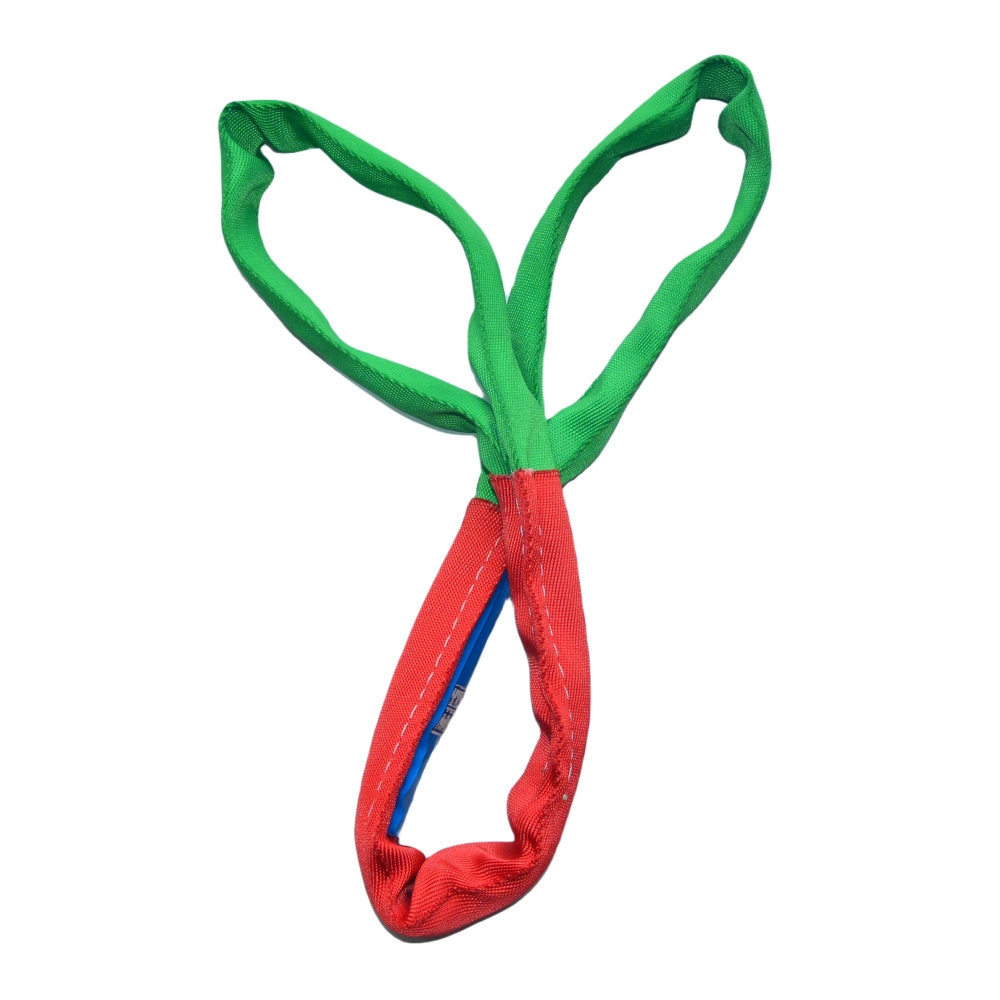 2 ton green round soft lifting sling with two eyes and protective sleeves en 1492 2 sf 7:1