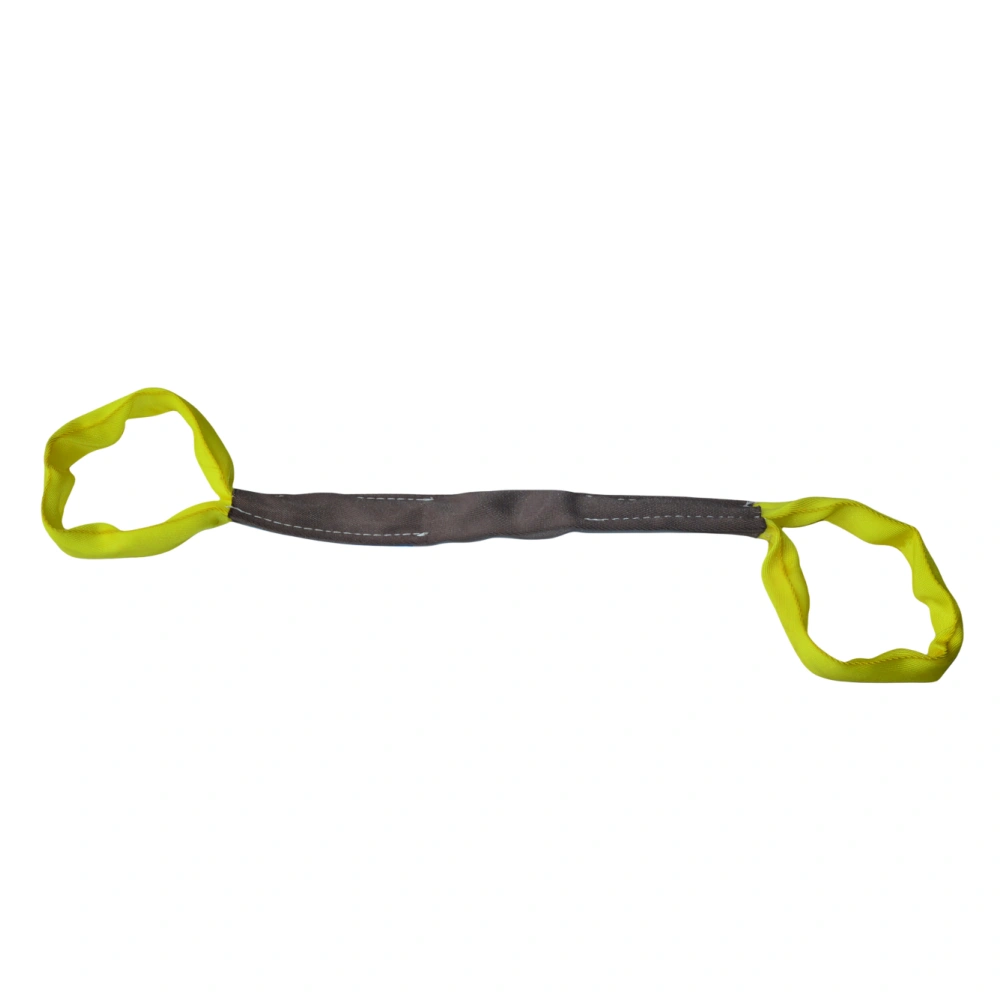 8400 lbs yellow round soft lifting sling with two eyes and protective sleeves asme b30.9 sf 5:1
