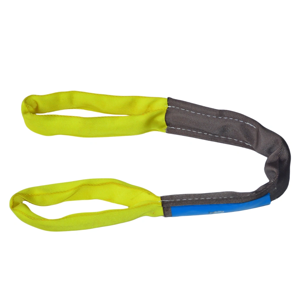 8400 lbs yellow round soft lifting sling with two eyes and protective sleeves asme b30.9 sf 5:1