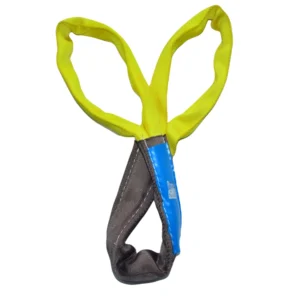 8400 lbs yellow round soft lifting sling with two eyes and protective sleeves asme b30.9 sf 5:1