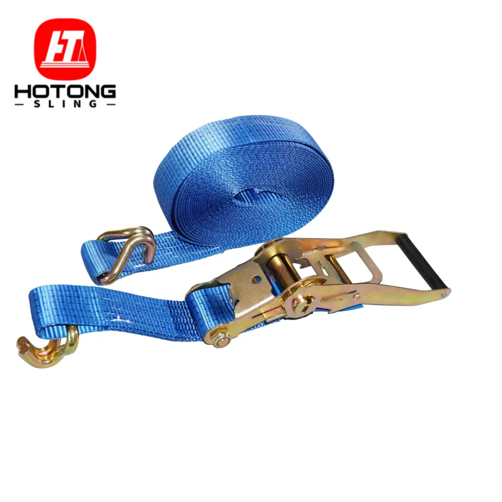 50mm 5t blue ratchet strap with wire hooks