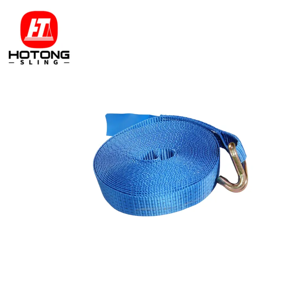 50mm 5t blue ratchet tie down with double j hooks