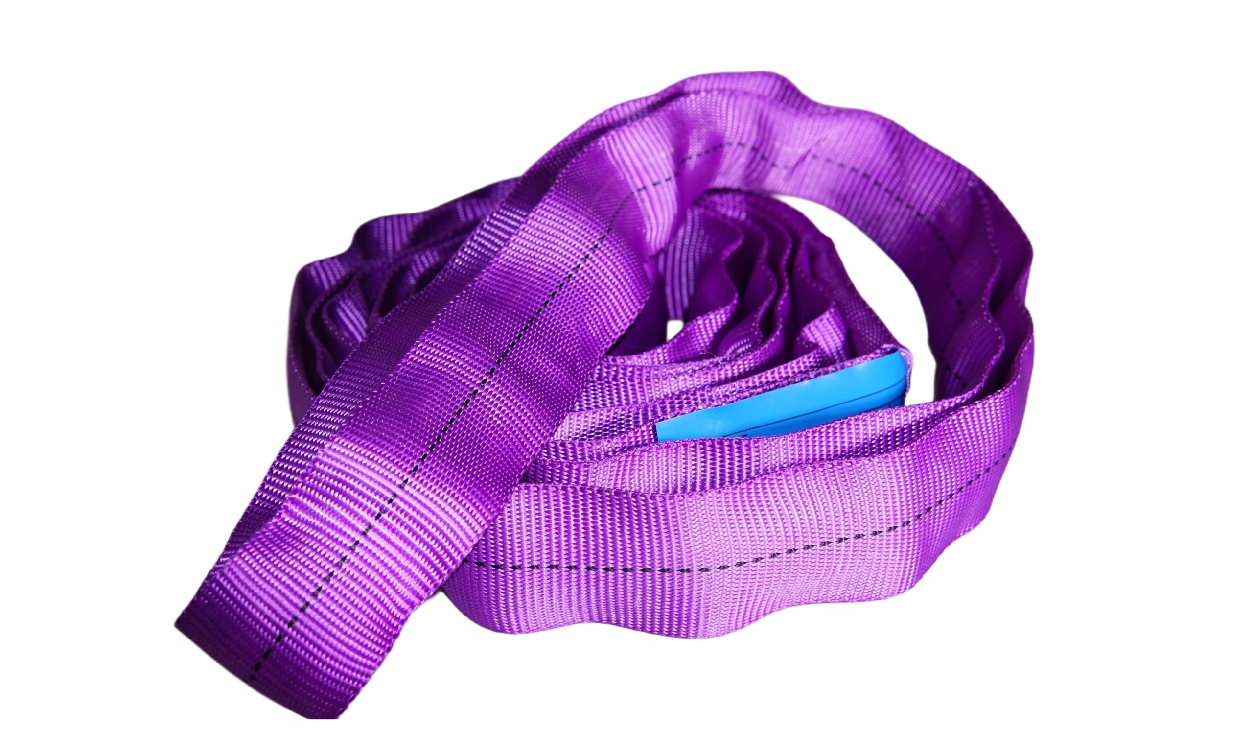 2600 lbs purple round soft lifting sling with two eyes and protective sleeves asme b30.9 sf 5:1