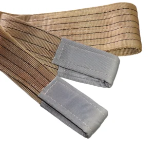 6 ton 200mm brown flat lifting webbing sling with double reinforced eyes double ply as1353 sf 8:1
