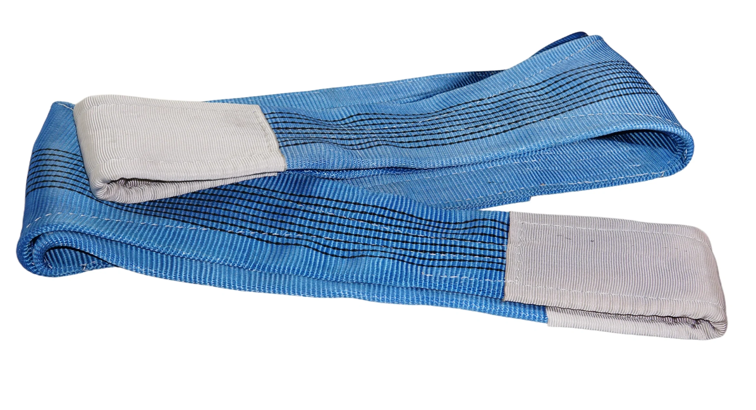 8 ton 240mm blue flat lifting webbing sling with double reinforced eyes double ply en 1492 1 sf 7:1