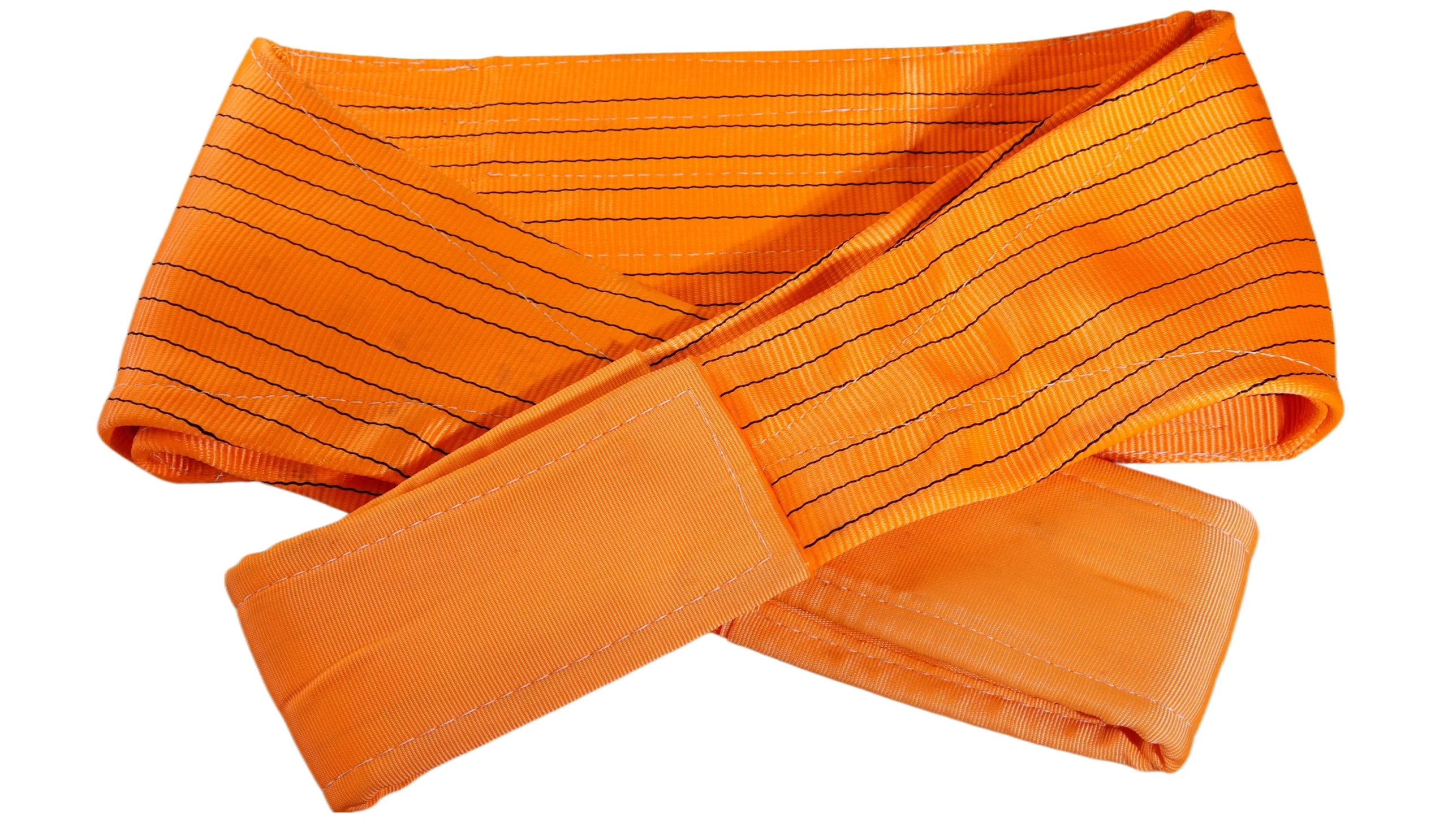 10 ton 300mm orange flat lifting webbing sling with double reinforced eyes double ply en 1492 1 sf 7:1