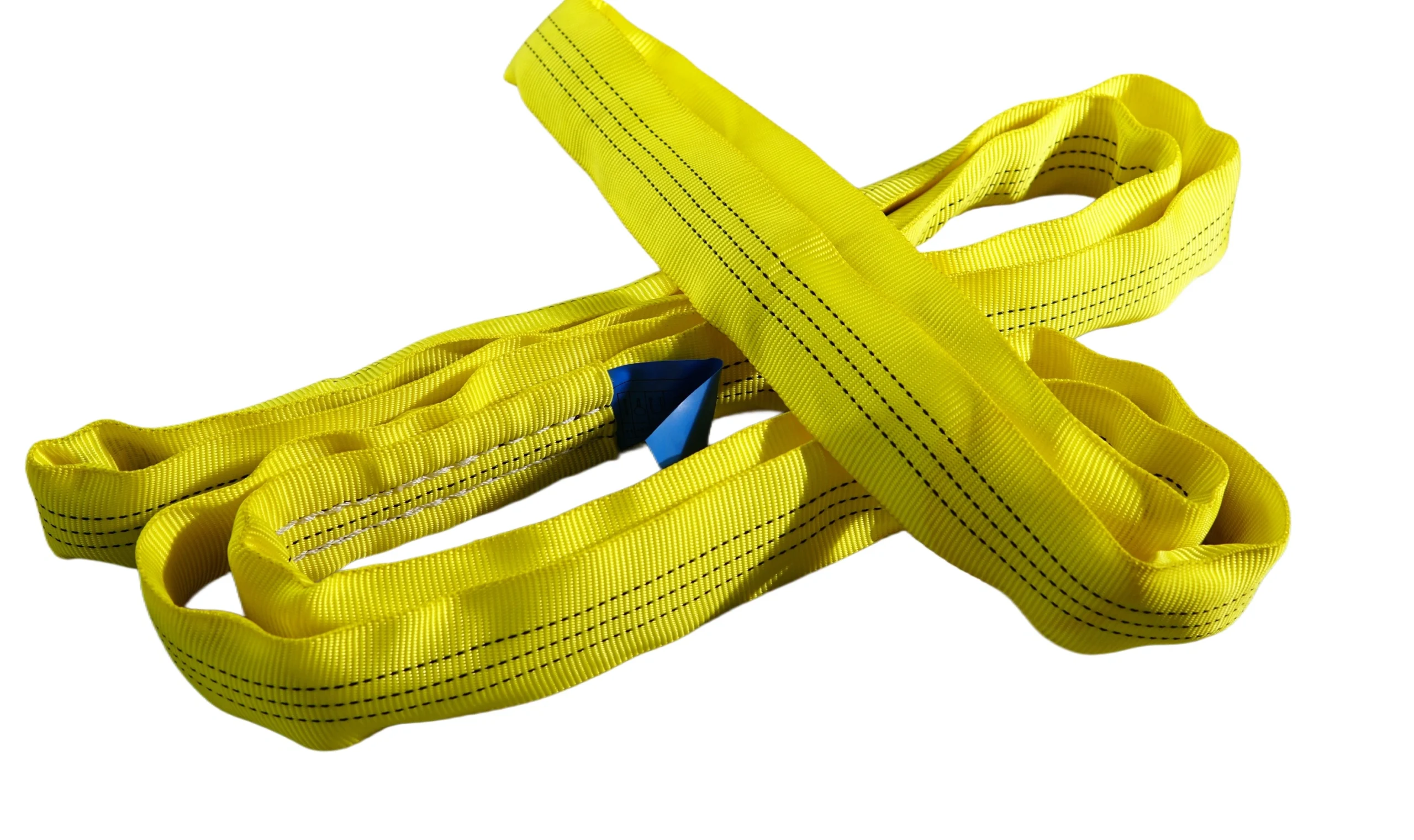3 ton yellow round soft lifting sling with two eyes and protective sleeves en 1492 2 sf 7:1