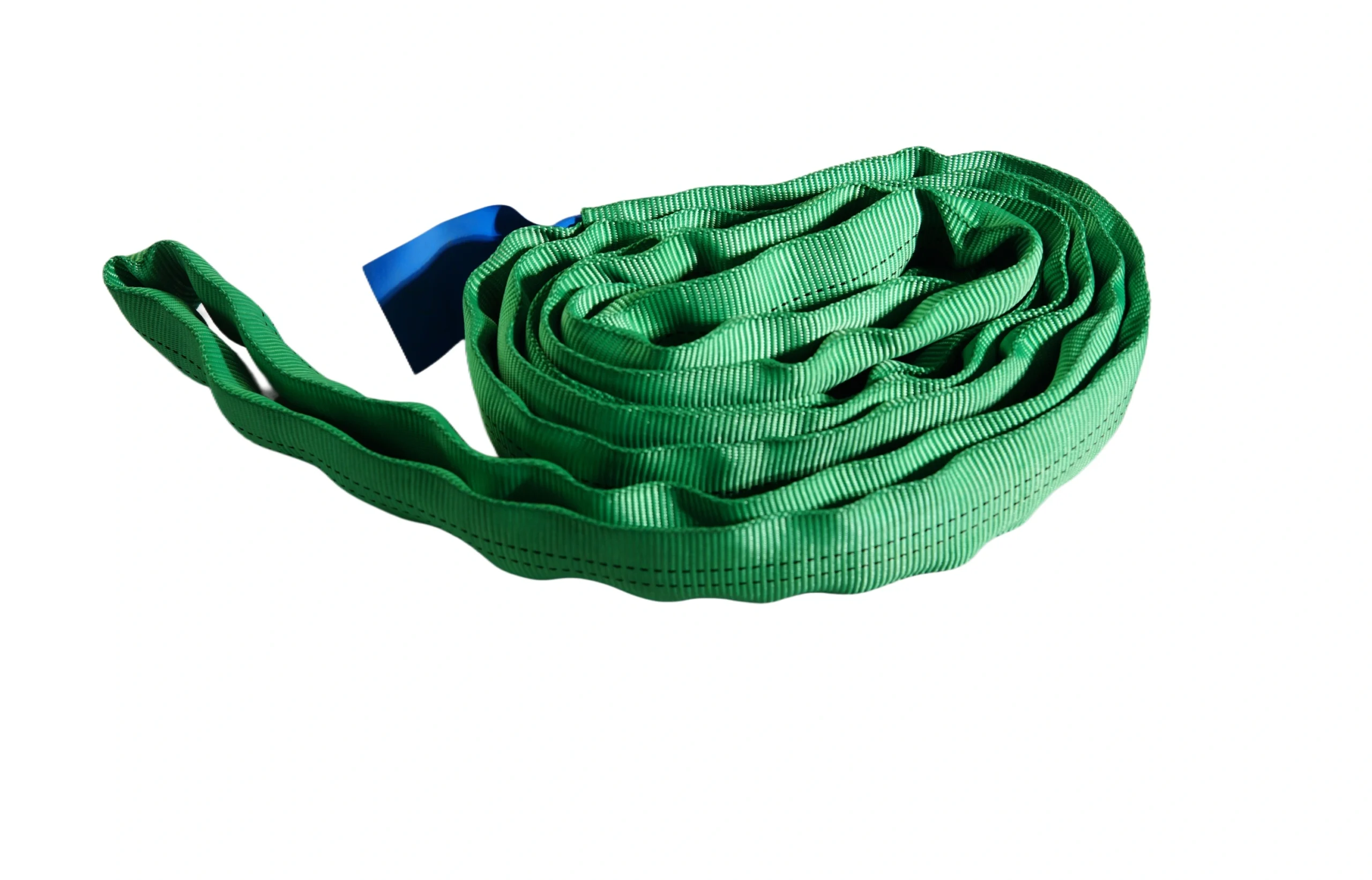 5300 lbs green round soft lifting sling with two eyes and protective sleeves asme b30.9 sf 5:1