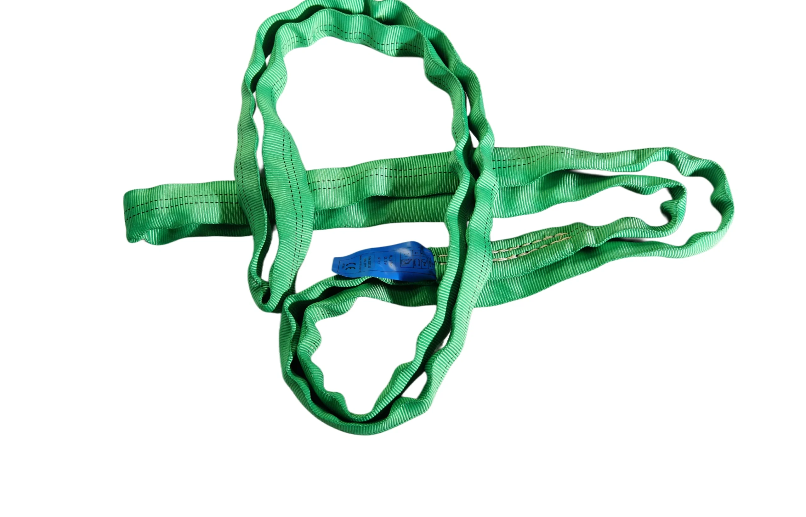 5300 lbs green round soft lifting sling with two eyes and protective sleeves asme b30.9 sf 5:1