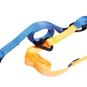 car lashing strap with ratchet buckle and plastified coat hooks