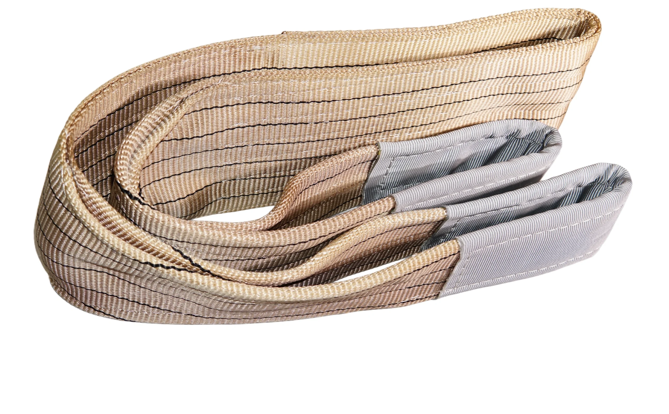 6 ton 200mm brown flat lifting webbing sling with double reinforced eyes double ply as1353 sf 8:1
