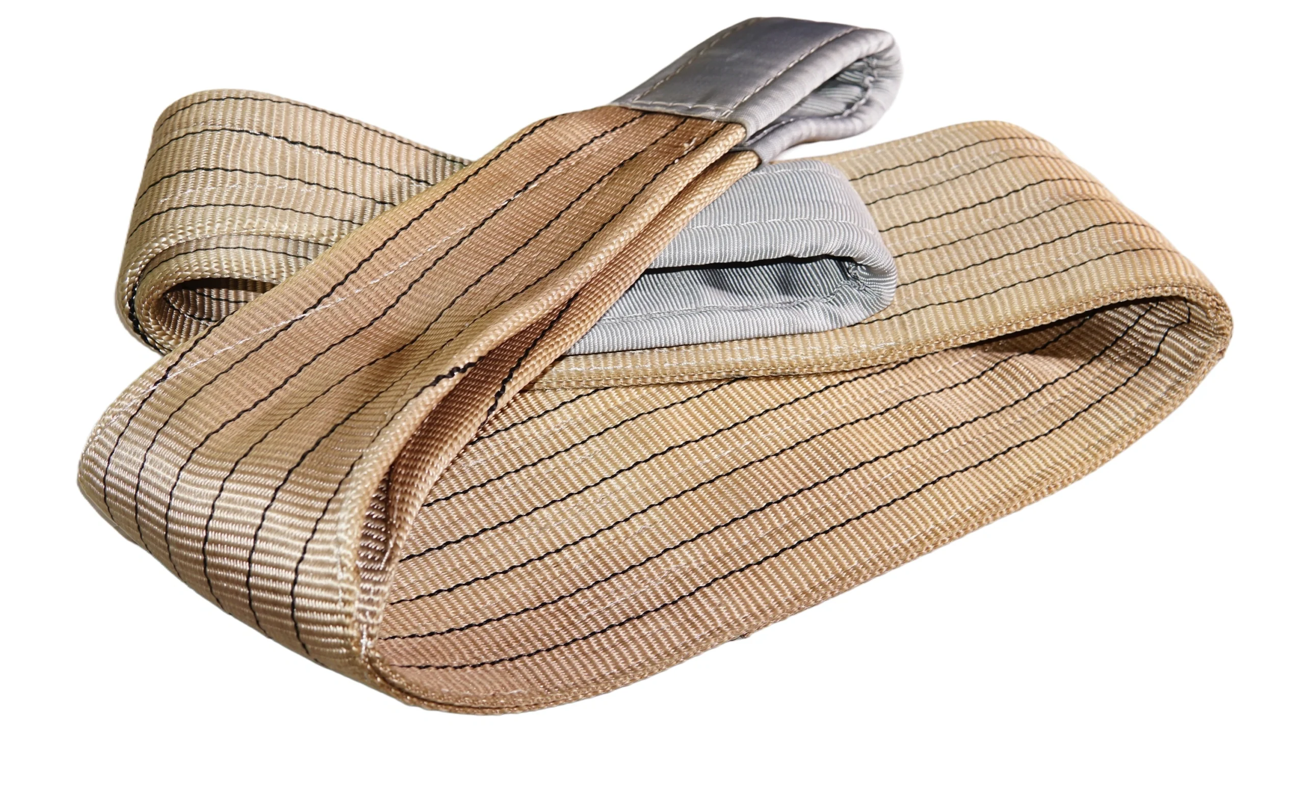 6 ton 150mm brown flat lifting webbing sling with double reinforced eyes double ply en 1492 1 sf 6:1